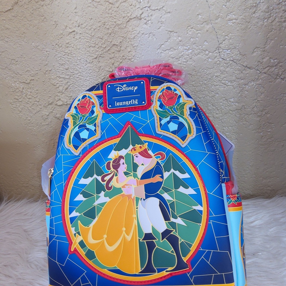 Loungefly Disney Beauty and the Beast Stained Glass Dancing Mini Backpack NWT